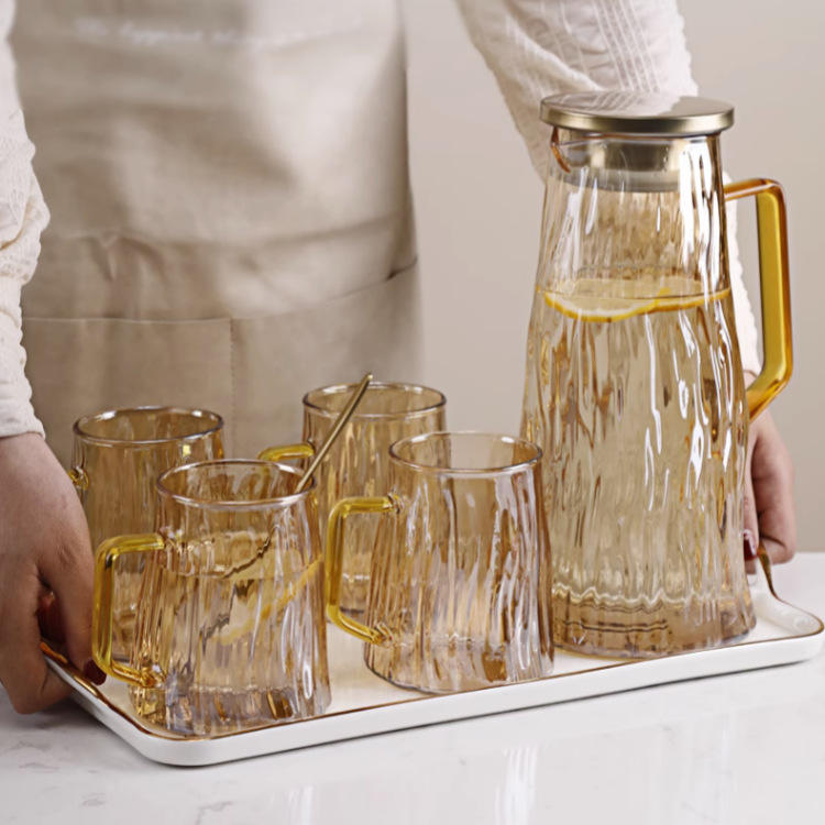 Amber Aura Glass Jug & Glasses Set
