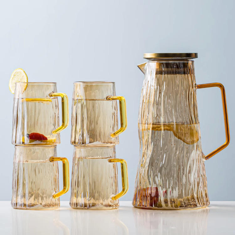 Amber Aura Glass Jug & Glasses Set