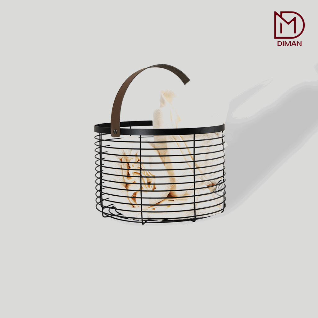 Black Metal Basket with Hand Strap