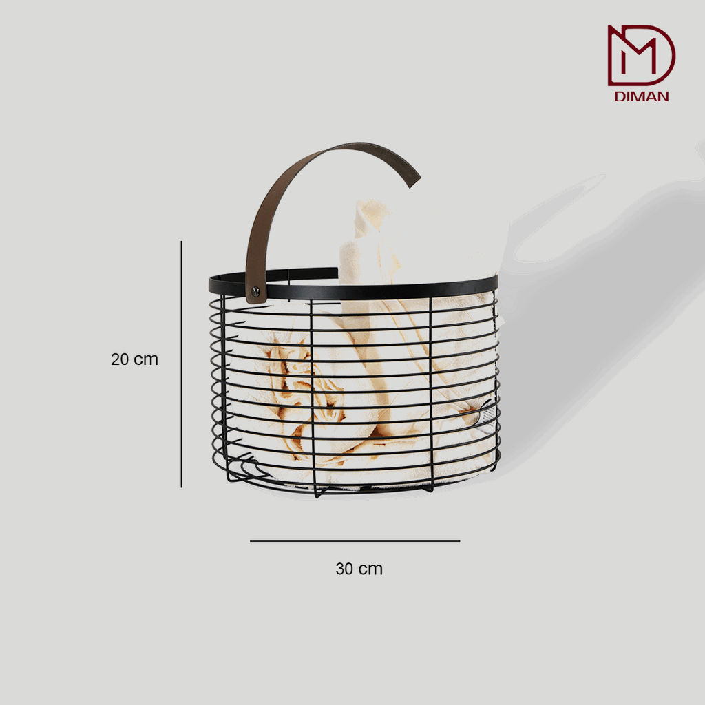 Black Metal Basket with Hand Strap